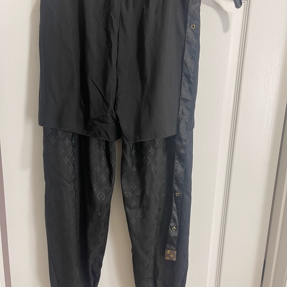Satin Harem Trouser Running Pants, Black Jogger Track Pants, Size Large - Picture 13 of 16